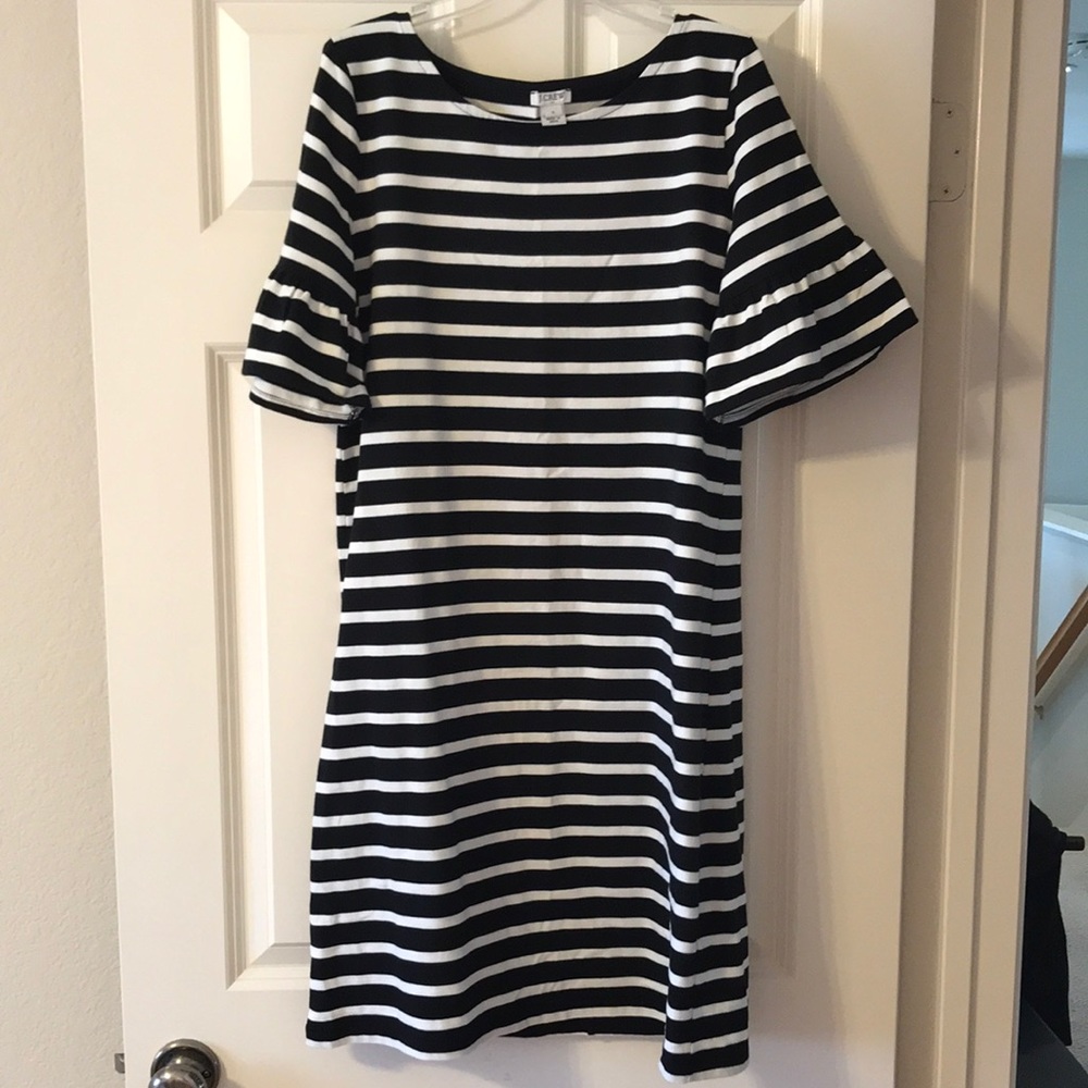 J Crew black and white striped dress